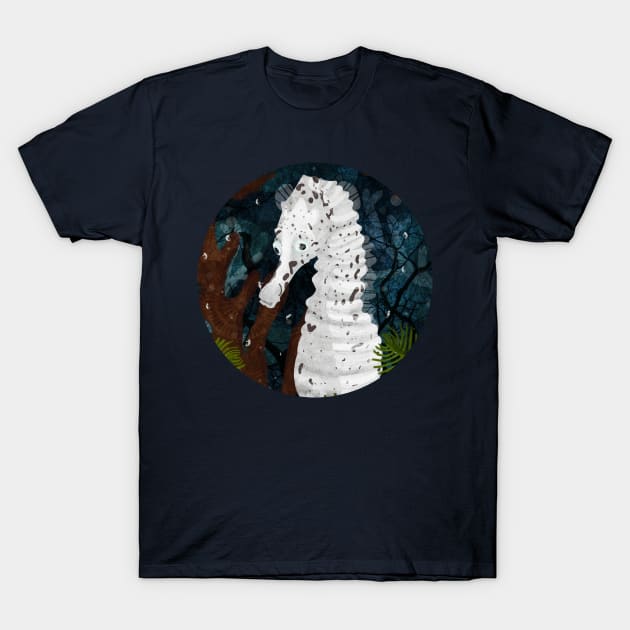 White seahorse T-Shirt by KatherineBlowerDesigns